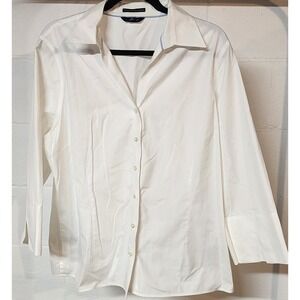 Lands' End Women's White Button-Down Shirt